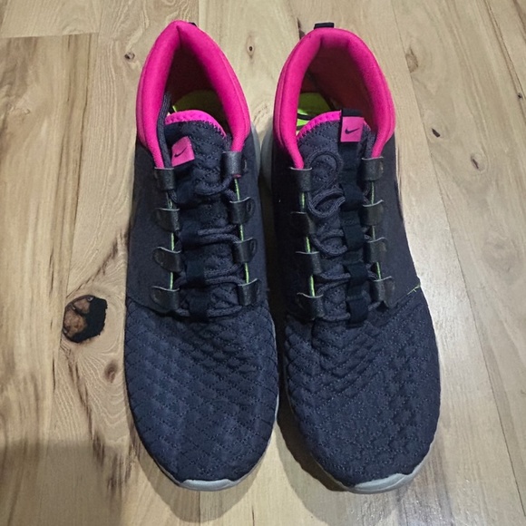 Nike Mens Roshe Run Sneakerboot Gridiron/Dark Obsidian-Pink-Volt Suede 10.5 - Picture 7 of 9
